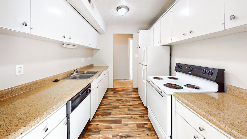 kitchen with wood-style flooring