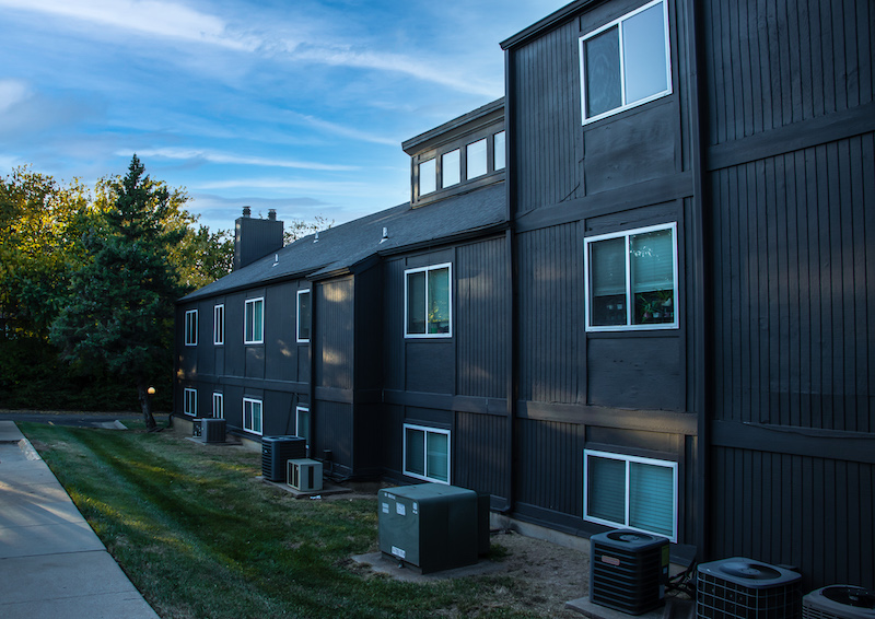 exterior view of apartments with air conditioning units