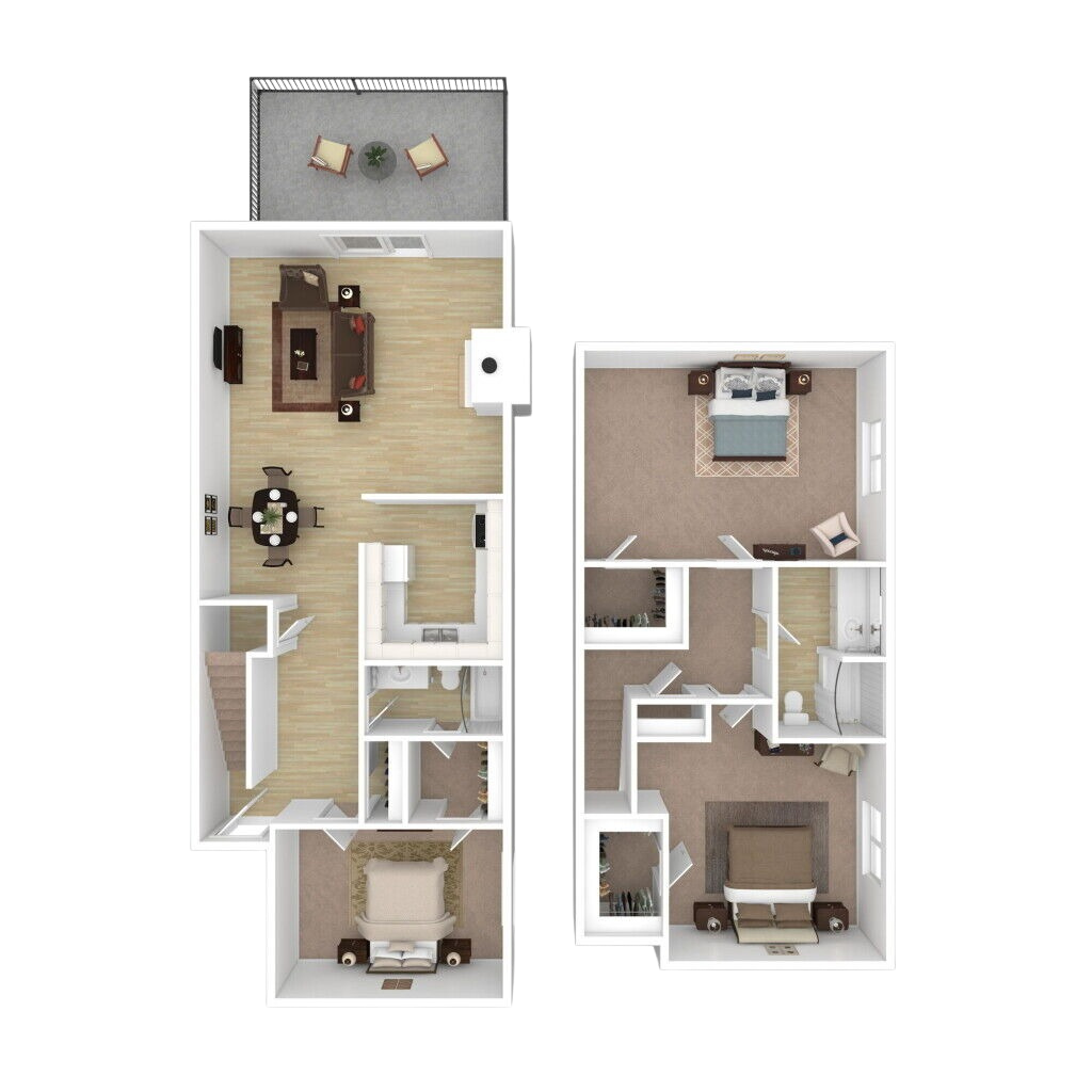 Cottonwood Townhome - 3D Plan
