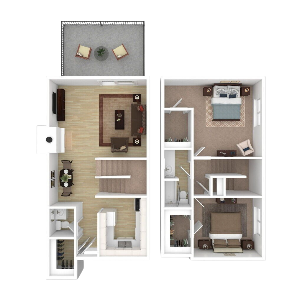 Pine Townhome - 3D Plan